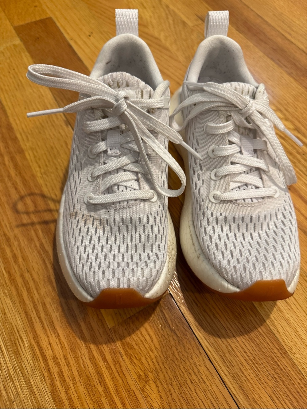 NOBULL White Mesh Athletic Sneakers with Gum Toe Accents